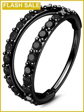 Double CZ Hoop Nose Rings Surgical Steel Clicker Body Piercing Jewelry